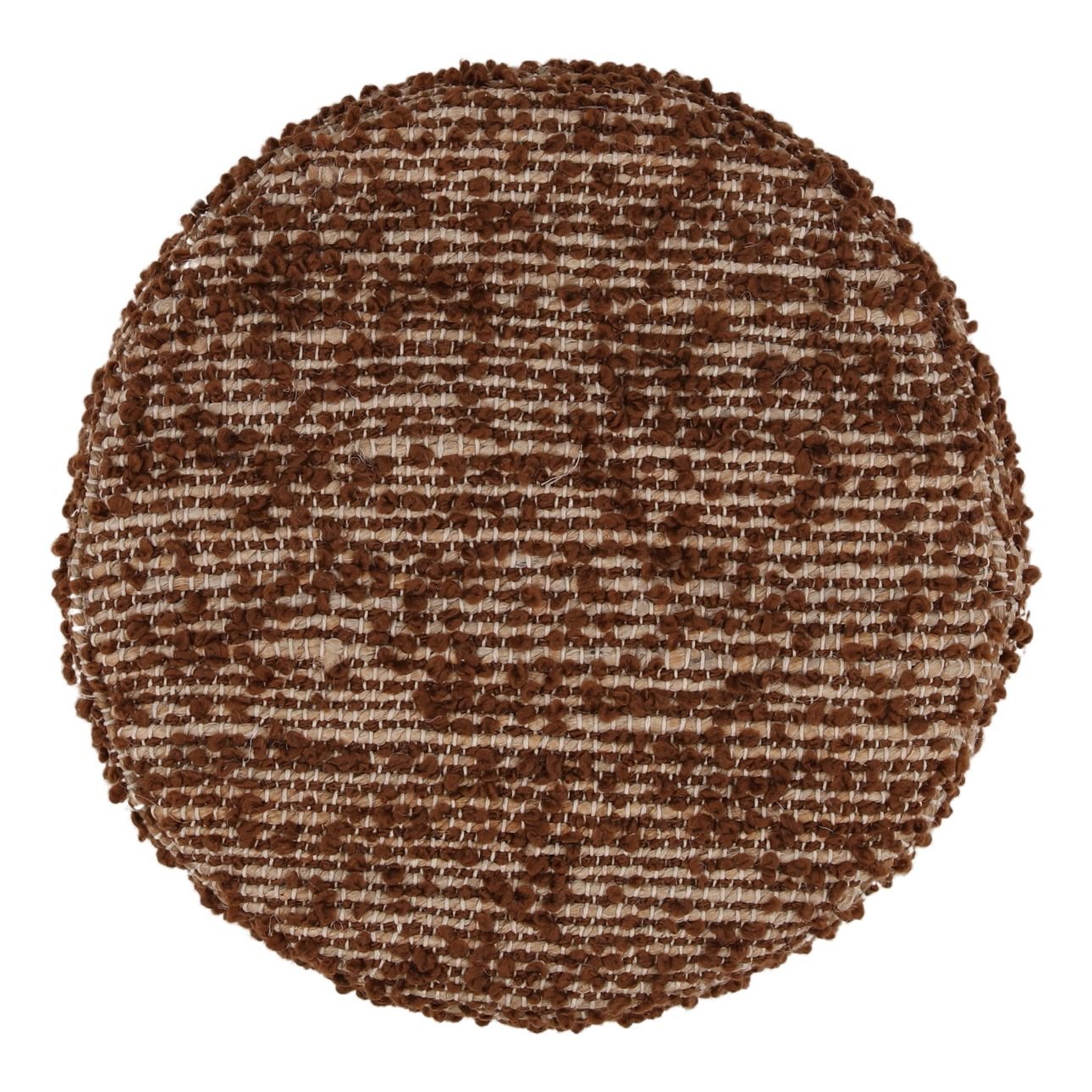 Brown Handwoven Polyester, Jute and Cotton Stool 16 in Wide