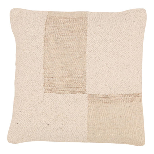 Ivory Handwoven Wool and PET Yarn Cover Pillow 22 in Wide