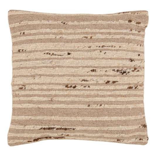 Beige Handwoven Punja Kilim Wool Cover Pillow 22 in Wide