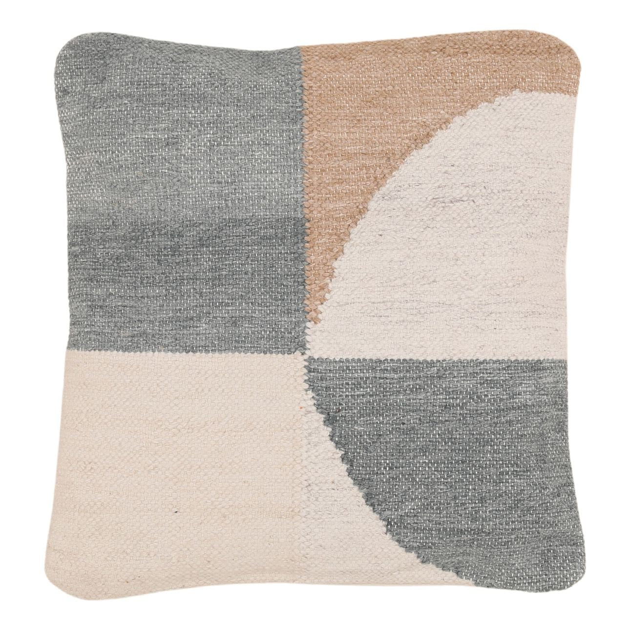 Grey Handwoven Punja Kilim PET Yarn Cover Pillow 20 in Wide