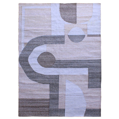 Grey Handwoven Punja Kilim PET Yarn Rug 96 in Wide