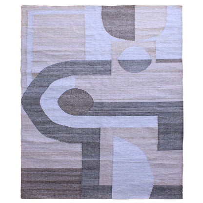 Grey Handwoven Punja Kilim PET Yarn Rug 96 in Wide