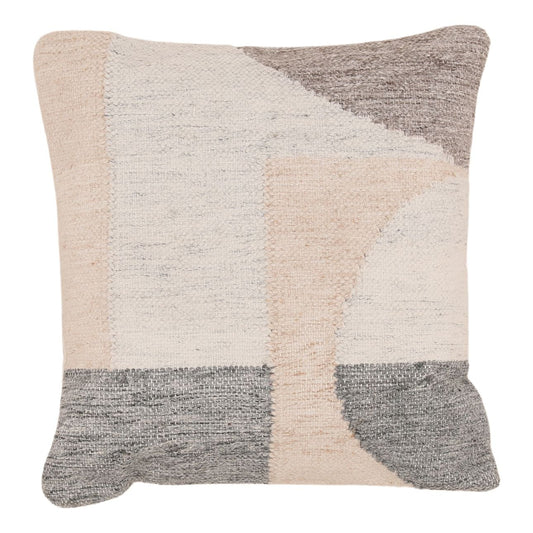 Grey Handwoven Punja Kilim PET Yarn Cover Pillow 20 in Wide