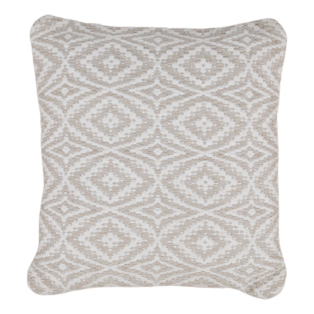 Beige Handwoven Olefin Fabric Cover Pillow 20 in Wide