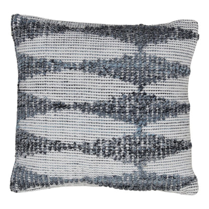 Blue Handwoven PET Yarn Pillow 22 in Wide