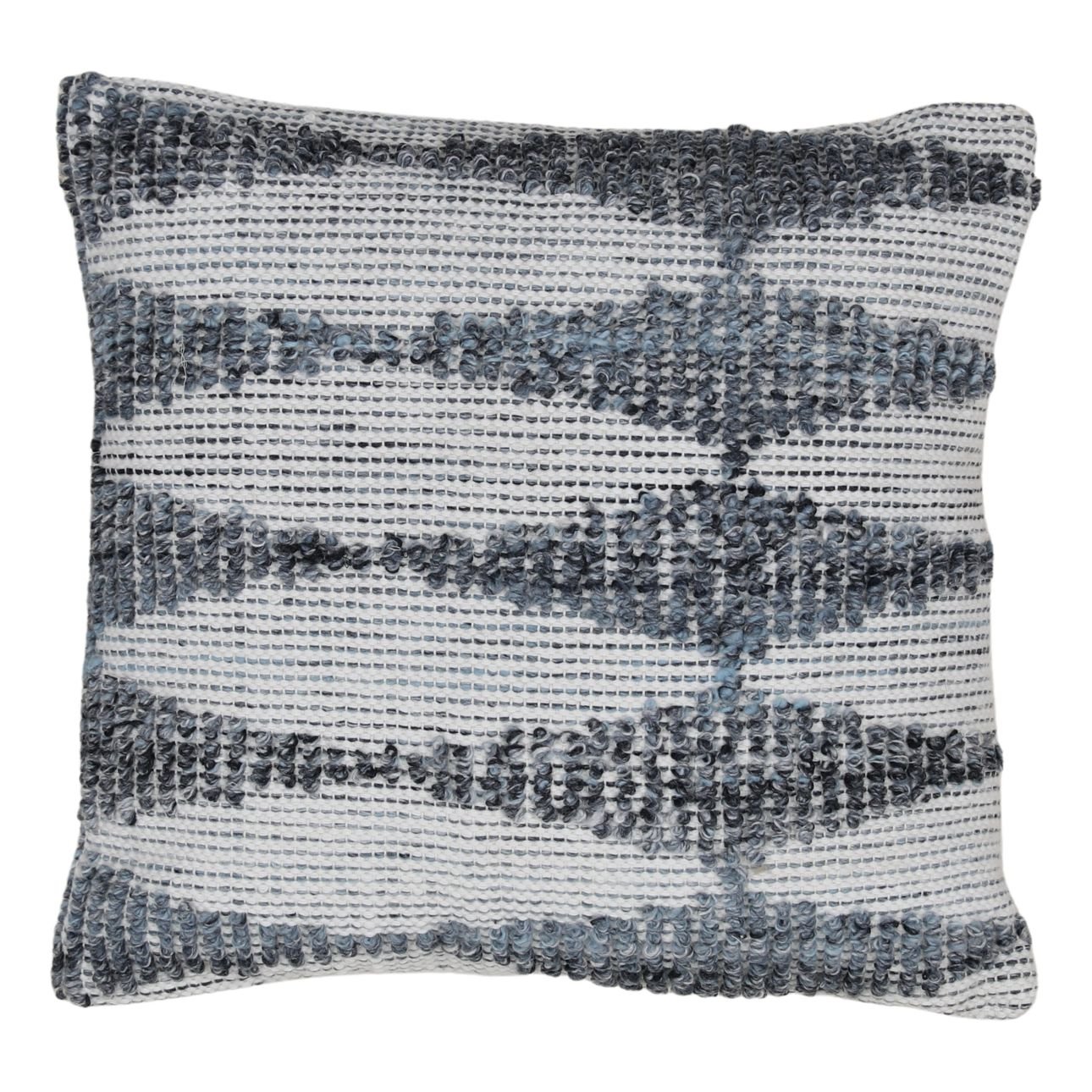 Blue Handwoven PET Yarn Pillow 22 in Wide