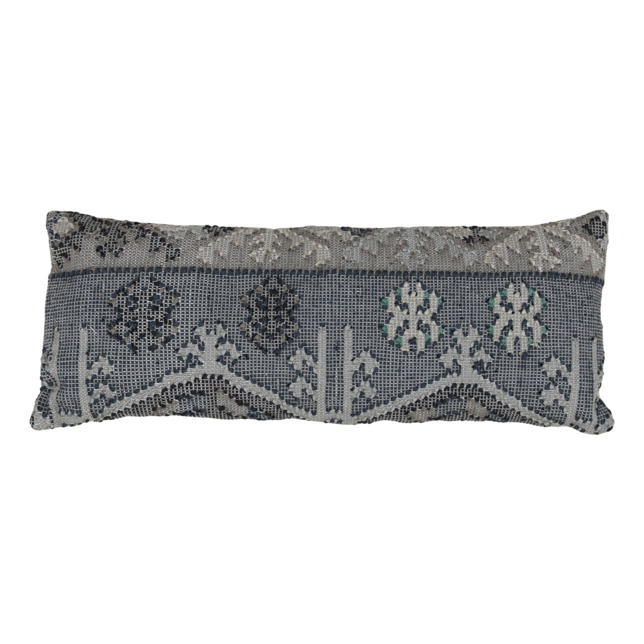 Blue Handwoven Punja Kilim PET Yarn Pillow 36 in Wide