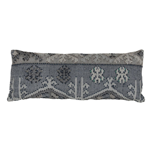 Blue Handwoven Punja Kilim PET Yarn Pillow 36 in Wide
