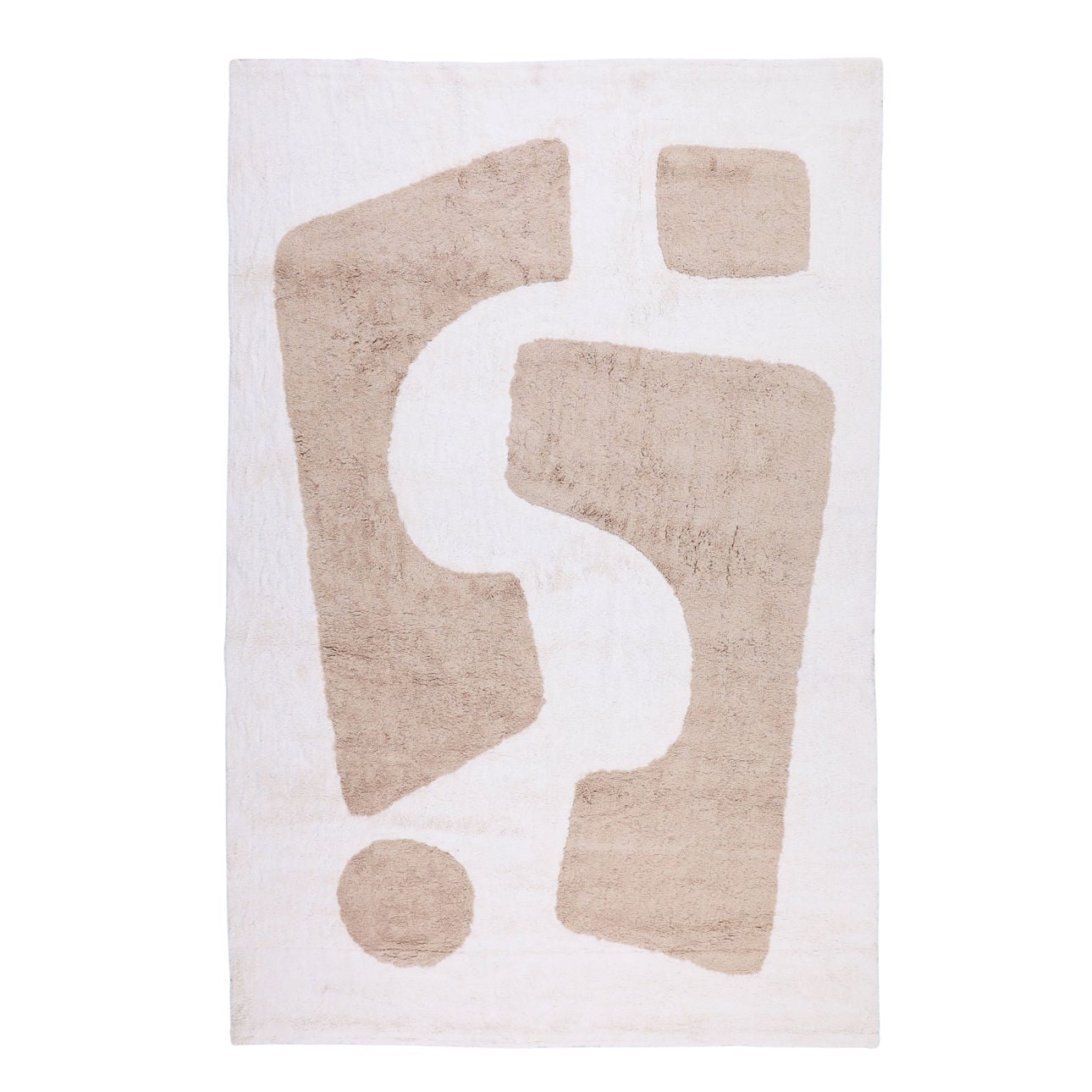 Beige Hand Tufted Cotton Rug 73 in Wide