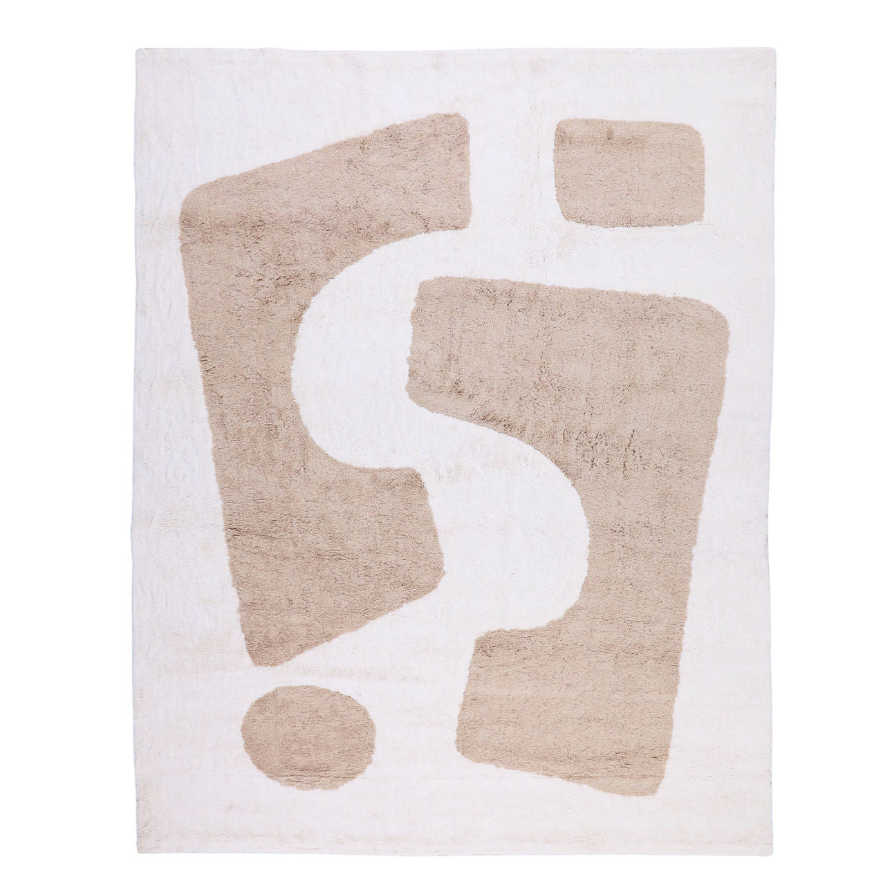 Beige Hand Tufted Cotton Rug 73 in Wide