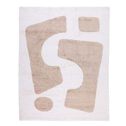 Beige Hand Tufted Cotton Rug 73 in Wide