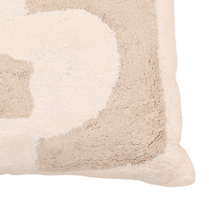 Beige Hand Tufted Cotton Pillow 22 in Wide