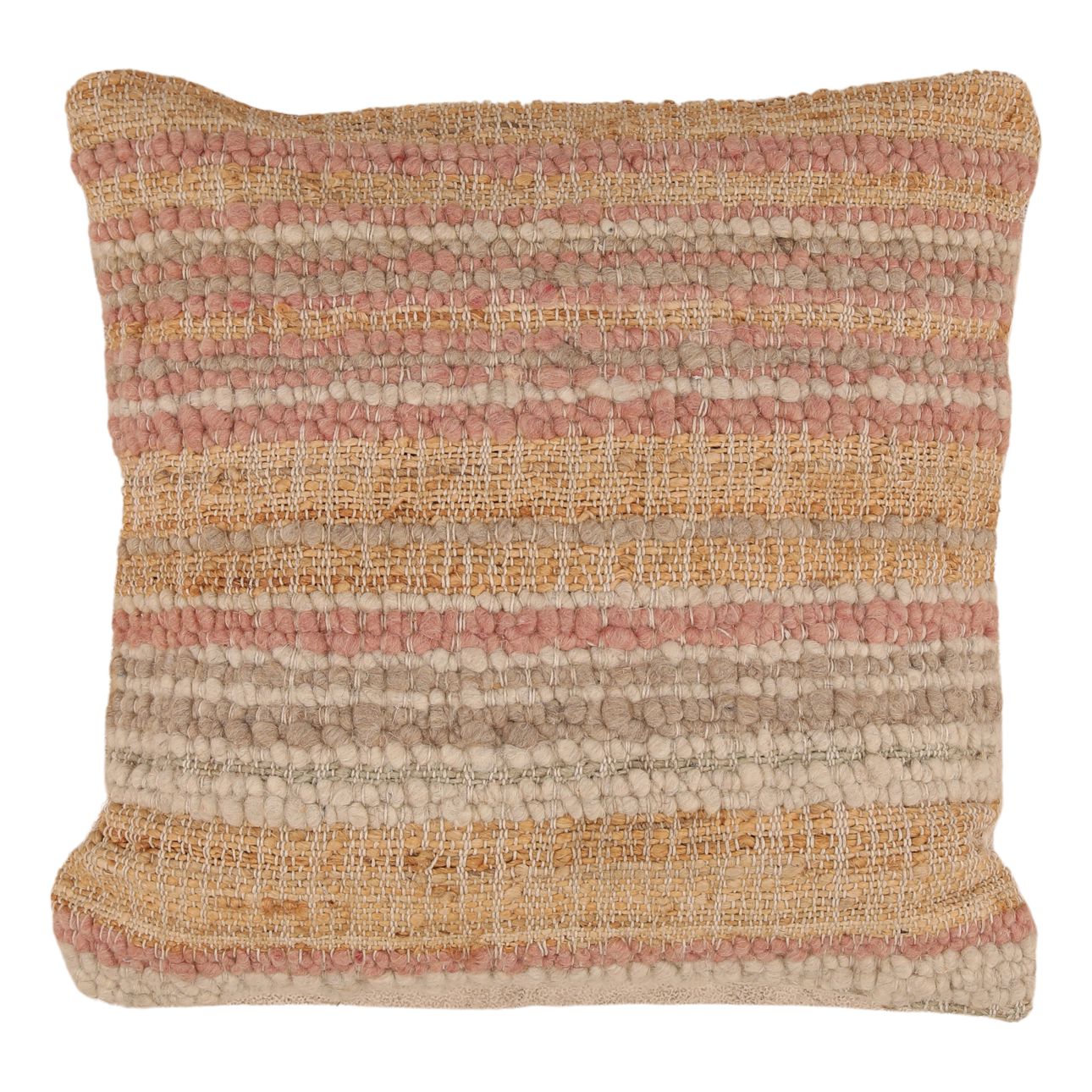 Multicolor Handwoven Punja Kilim Jute and Wool Pillow 20 in Wide