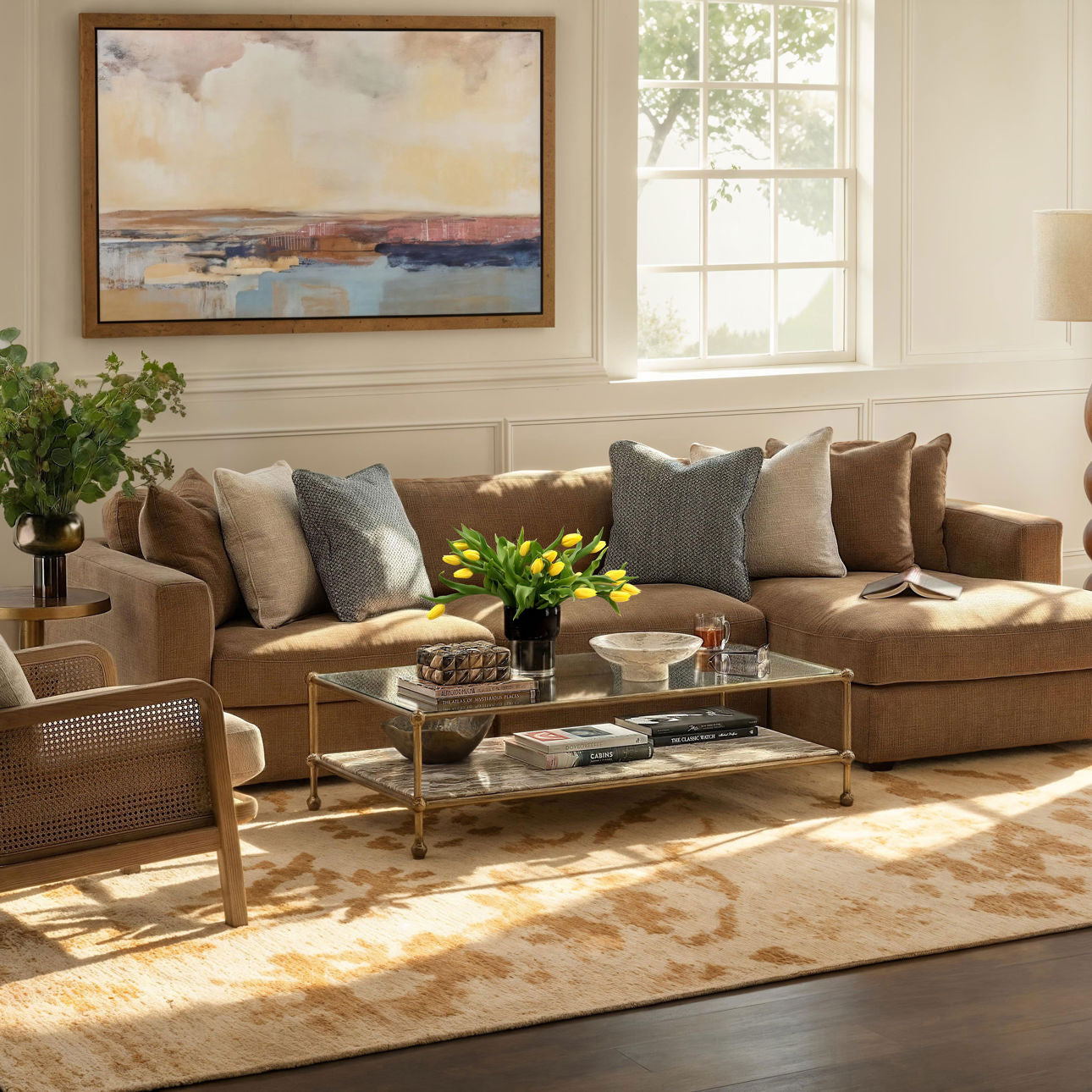 Natural Hand Knotted Jute Rug 73 in Wide