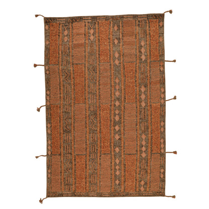Brown Hand Knotted Wool and Jute Rug 72.5 in Wide