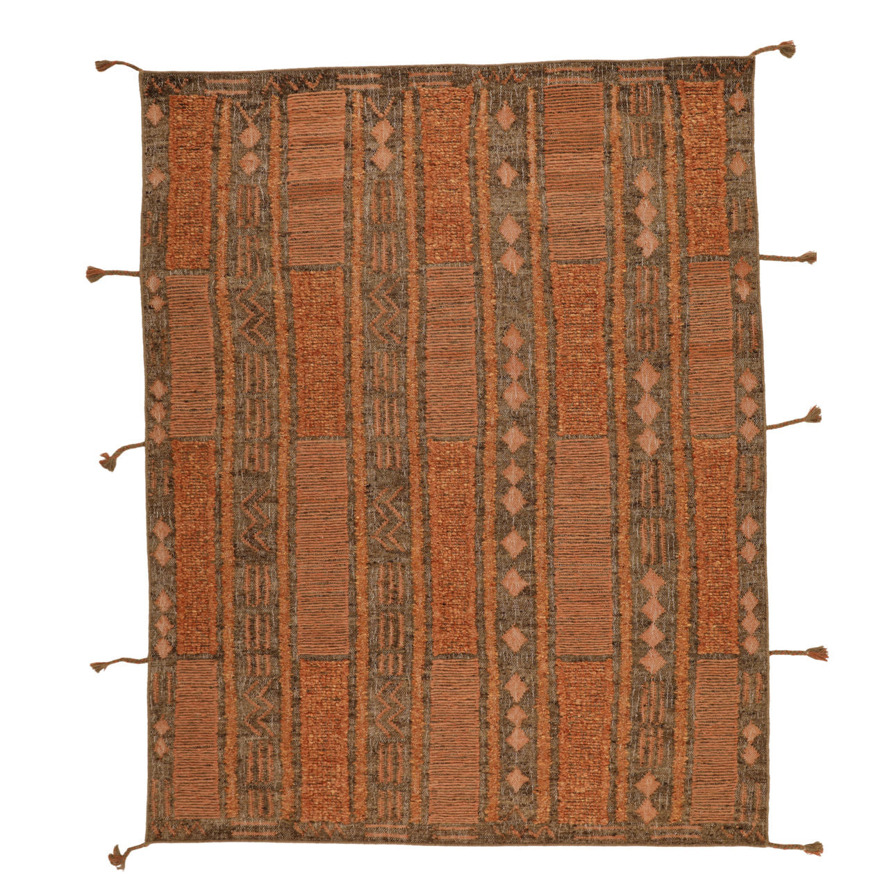 Brown Hand Knotted Wool and Jute Rug 72.5 in Wide