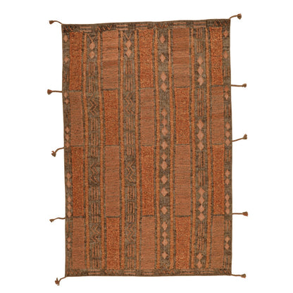 Brown Hand Knotted Wool and Jute Rug 72.5 in Wide