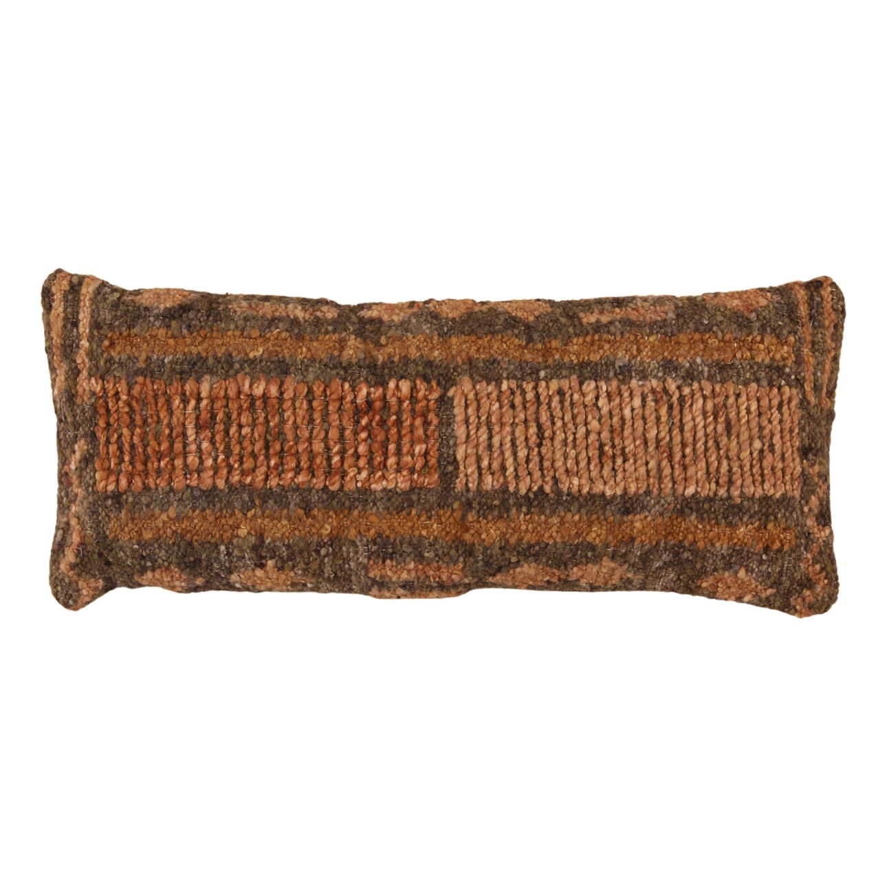 Brown Handwoven Wool and Jute Pillow 36 in Wide