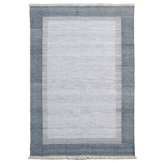 Blue Handwoven PET Yarn Rug 72 in Wide