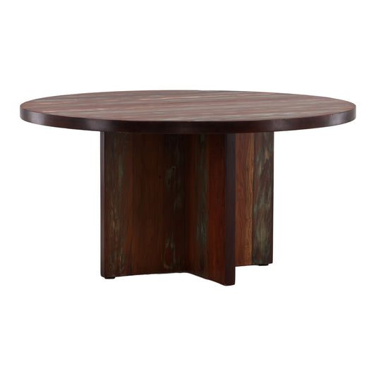 Medium Brown Distressed Paint Reclaimed Mango Wood Table 60 in Wide