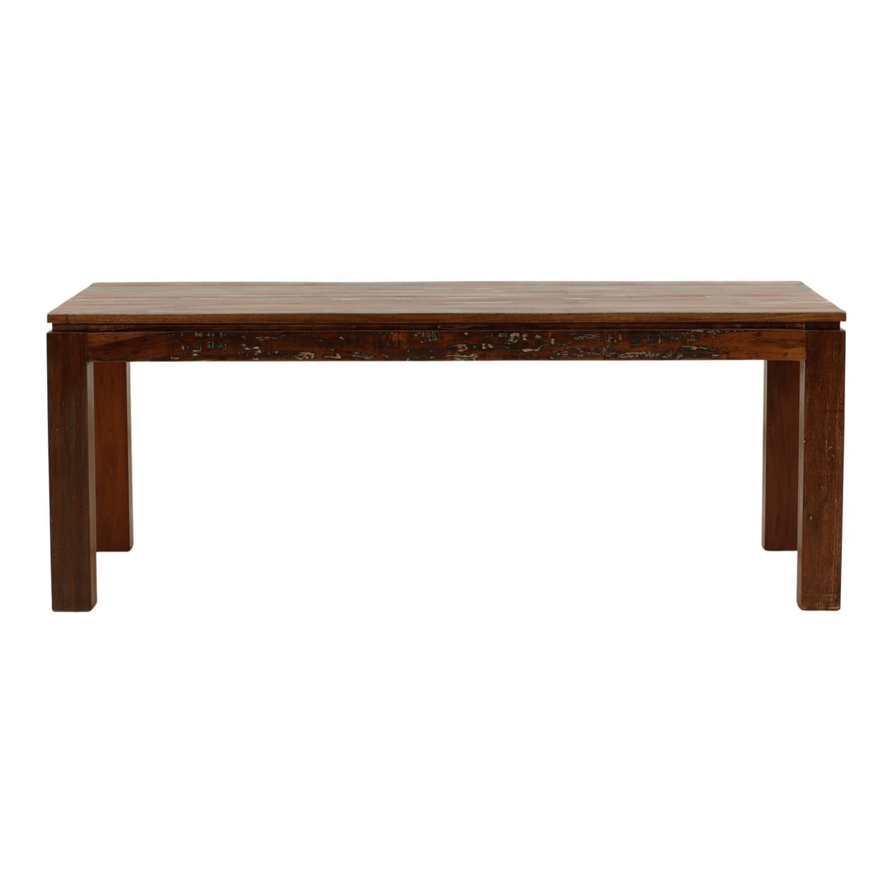 Medium Brown Distressed Paint Reclaimed Mango Wood Table 78 in Wide