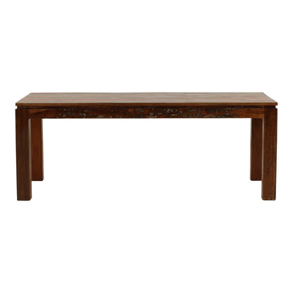 Medium Brown Distressed Paint Reclaimed Mango Wood Table 78 in Wide