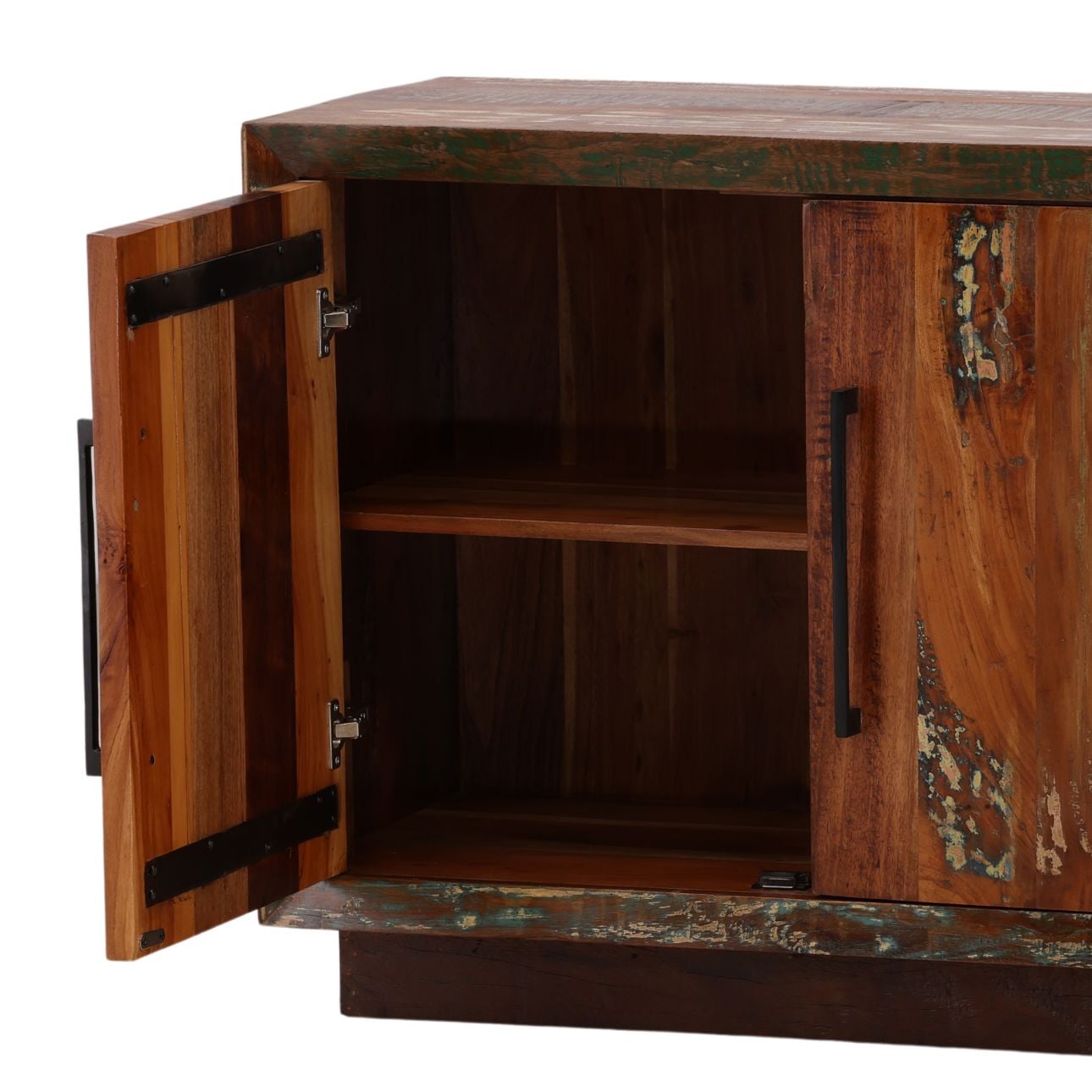 Medium Brown Distressed Paint Reclaimed Mango Wood Sideboard 78 in Wide