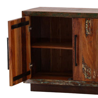 Medium Brown Distressed Paint Reclaimed Mango Wood Sideboard 78 in Wide