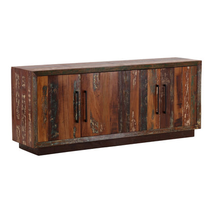 Medium Brown Distressed Paint Reclaimed Mango Wood Sideboard 78 in Wide