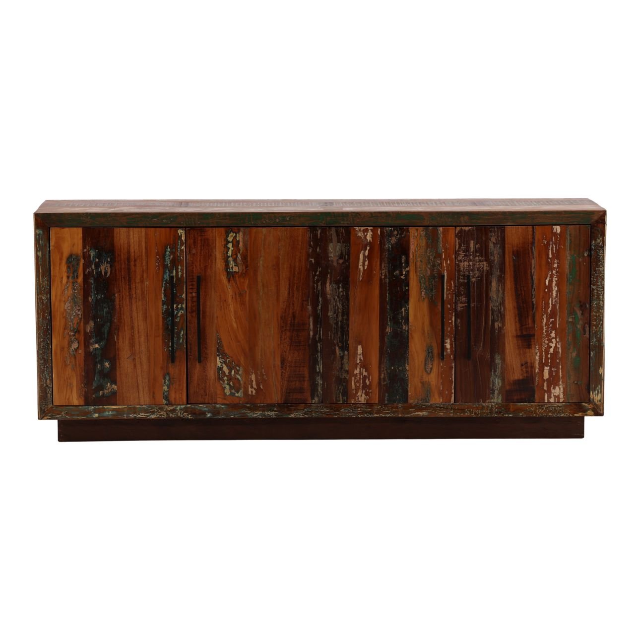 Medium Brown Distressed Paint Reclaimed Mango Wood Sideboard 78 in Wide