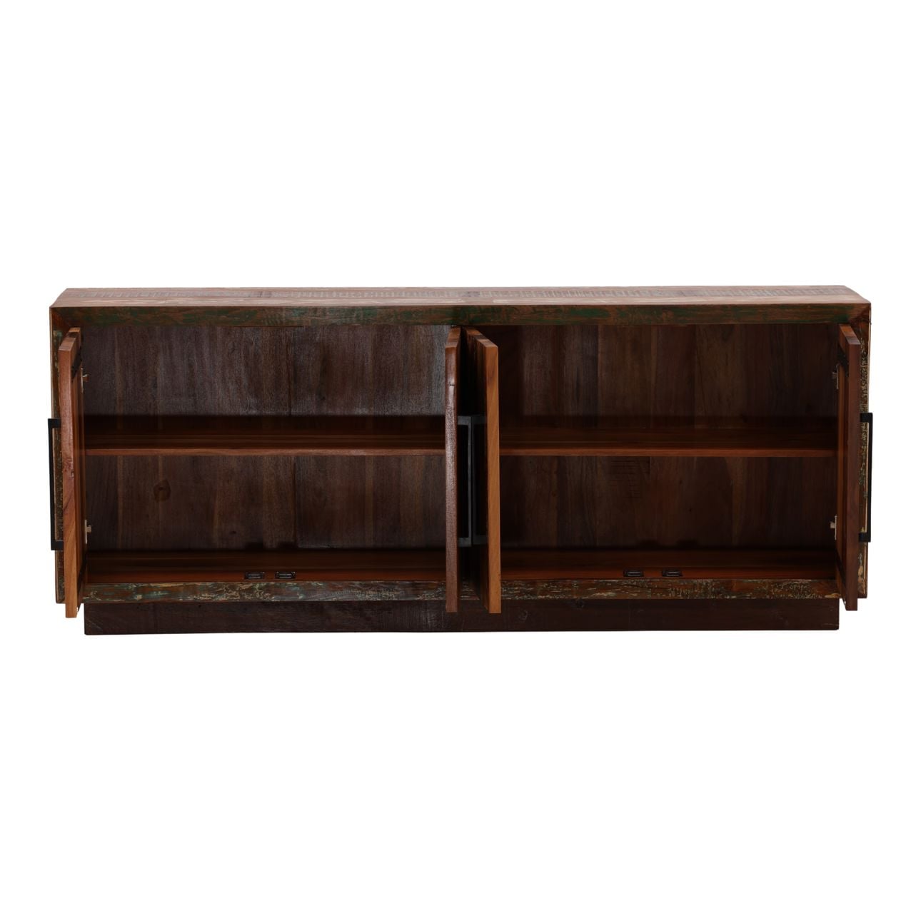 Medium Brown Distressed Paint Reclaimed Mango Wood Sideboard 78 in Wide