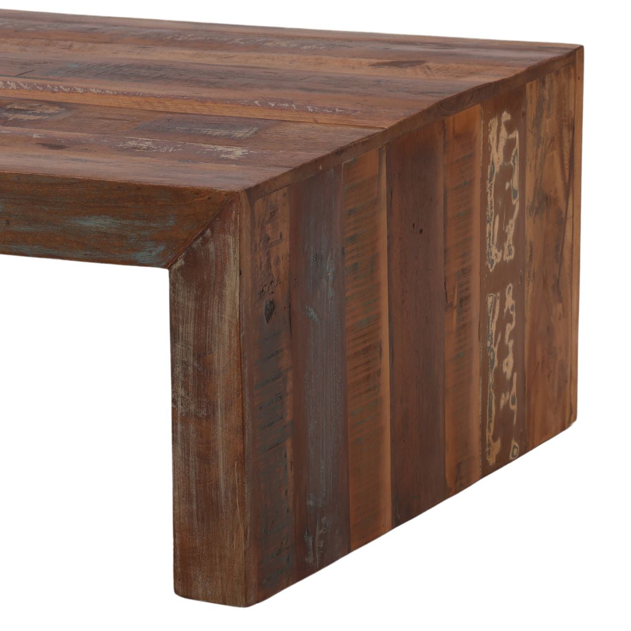 Medium Brown Distressed Paint Reclaimed Mango Wood Table 48 in Wide