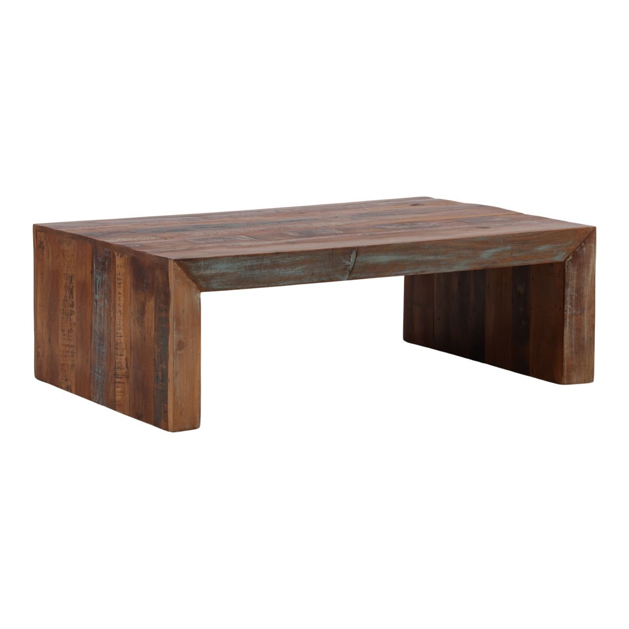 Medium Brown Distressed Paint Reclaimed Mango Wood Table 48 in Wide