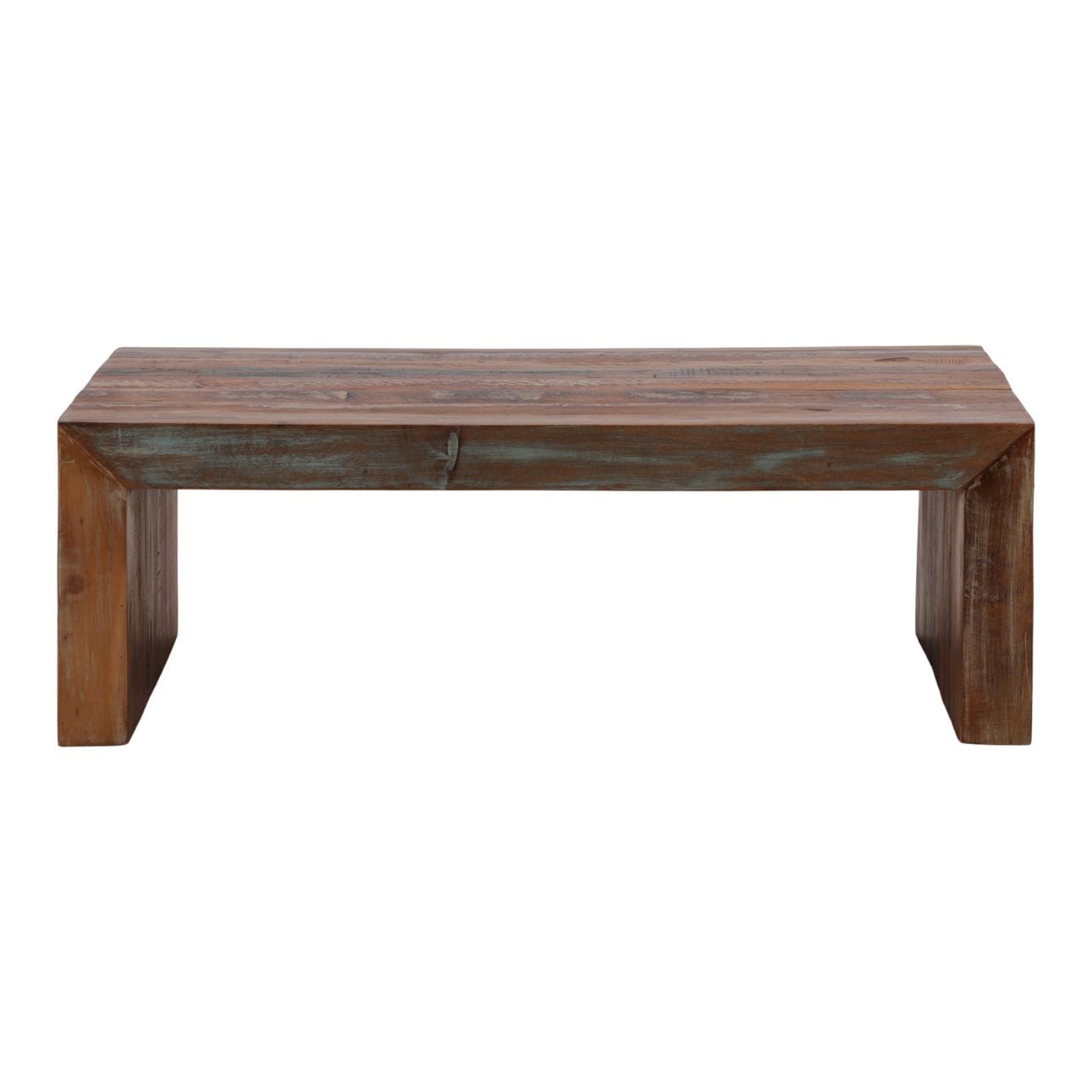 Medium Brown Distressed Paint Reclaimed Mango Wood Table 48 in Wide