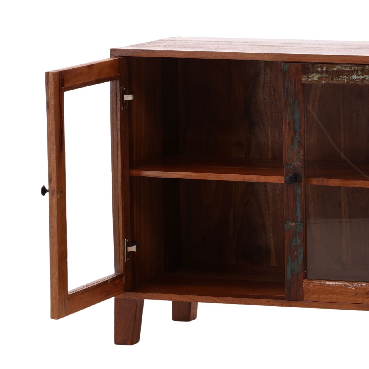 Medium Brown Distressed Paint Reclaimed Mango Wood Sideboard 78 in Wide