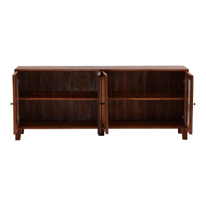 Medium Brown Distressed Paint Reclaimed Mango Wood Sideboard 78 in Wide
