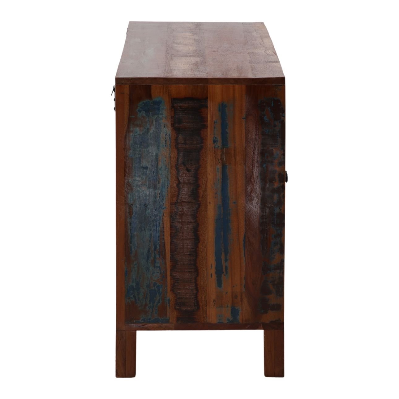 Medium Brown Distressed Paint Reclaimed Mango Wood Sideboard 78 in Wide
