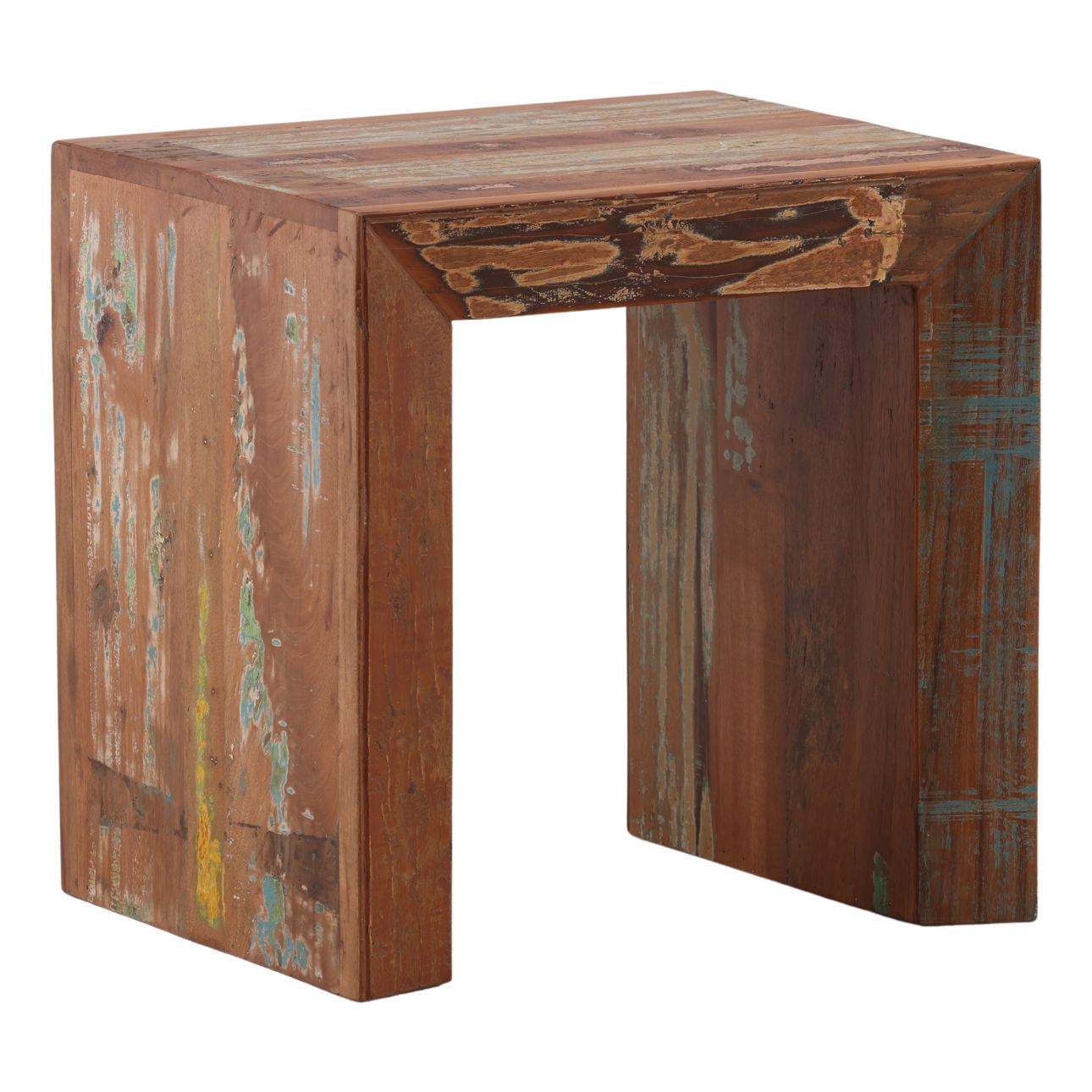 Medium Brown Distressed Paint Reclaimed Mango Wood Table 22 in Wide