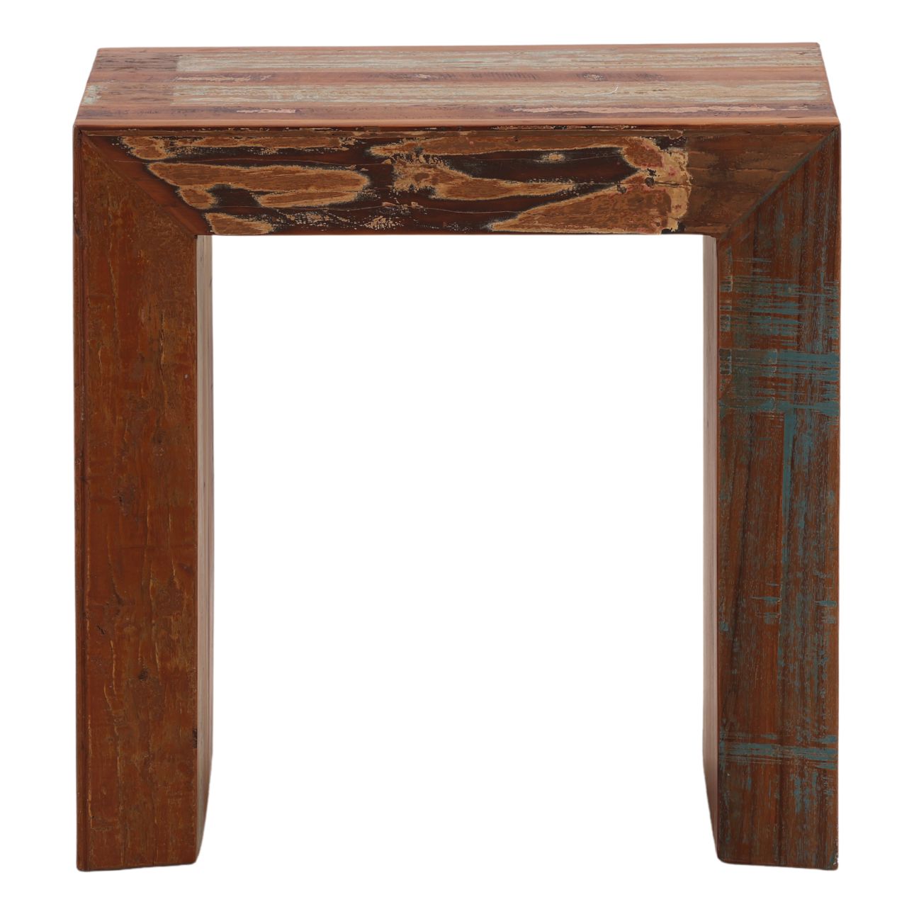 Medium Brown Distressed Paint Reclaimed Mango Wood Table 22 in Wide