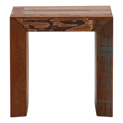 Medium Brown Distressed Paint Reclaimed Mango Wood Table 22 in Wide