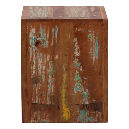Medium Brown Distressed Paint Reclaimed Mango Wood Table 22 in Wide