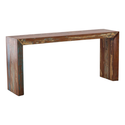 Medium Brown Distressed Paint Reclaimed Mango Wood Table 65 in Wide