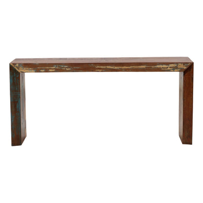 Medium Brown Distressed Paint Reclaimed Mango Wood Table 65 in Wide