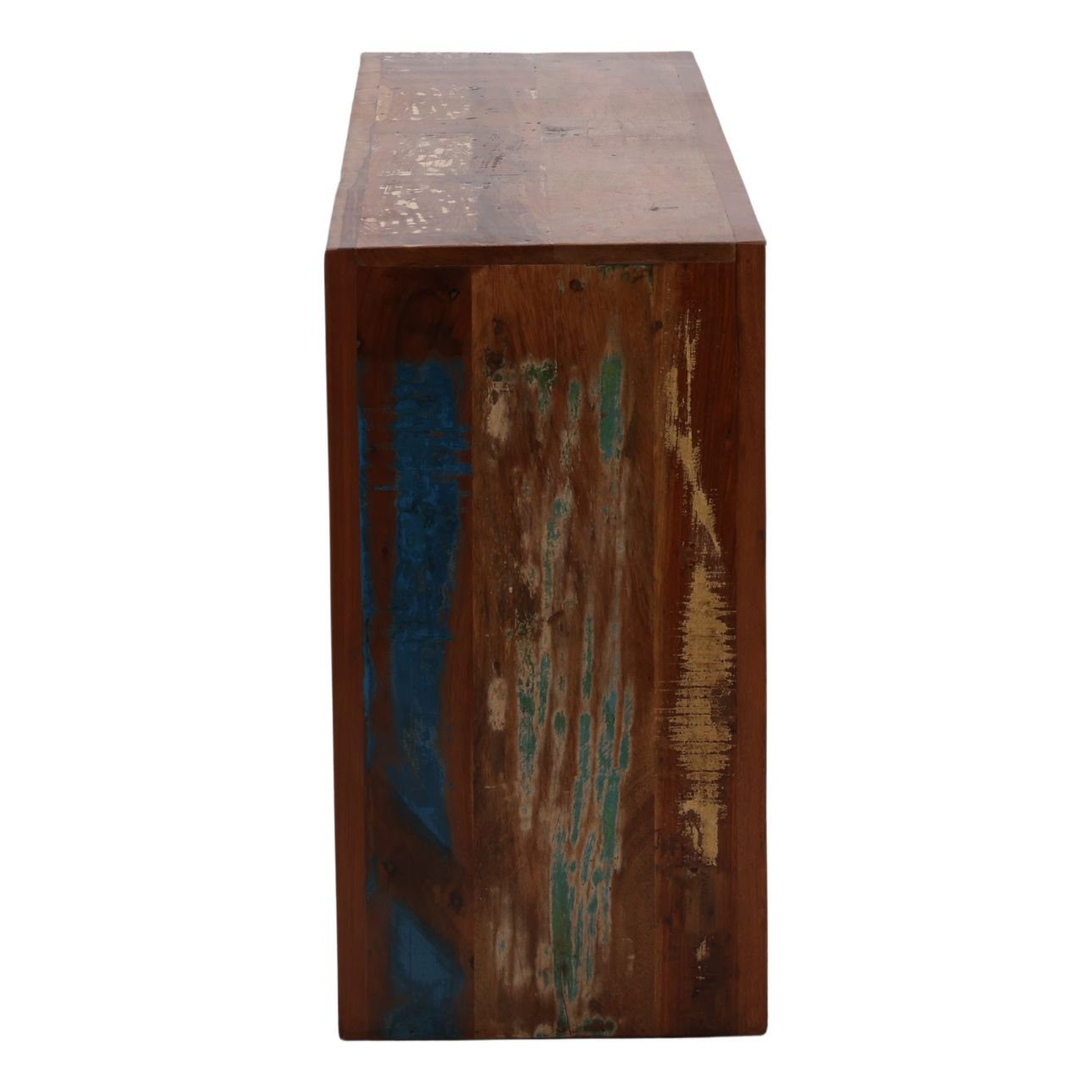 Medium Brown Distressed Paint Reclaimed Mango Wood Table 65 in Wide