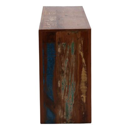 Medium Brown Distressed Paint Reclaimed Mango Wood Table 65 in Wide