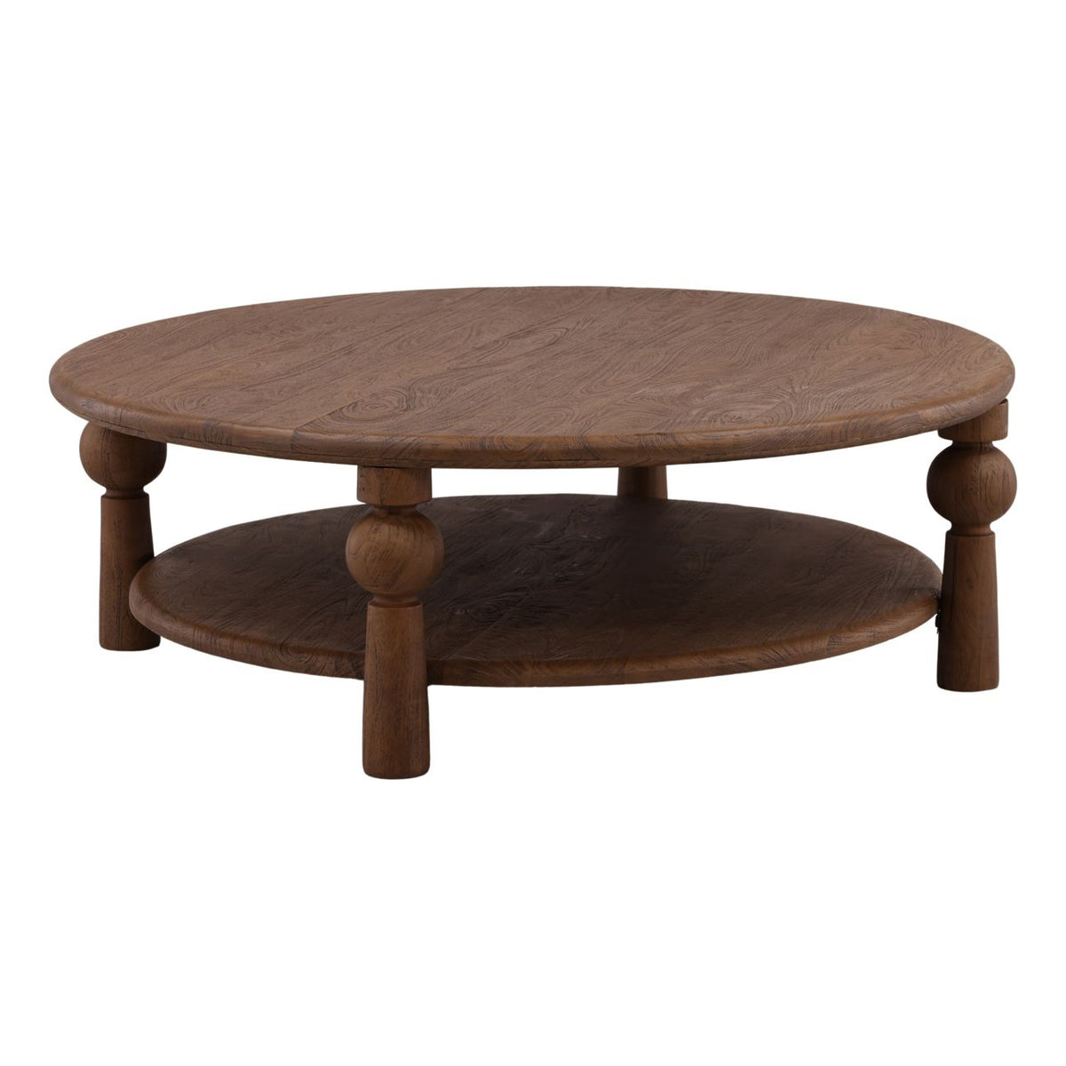 Bramwood Coffee Table — solid mango wood with brown finish, 48x48 square top, front view