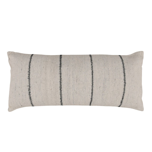 Cream Handwoven Textured Cotton Cover Pillow 35 in Wide