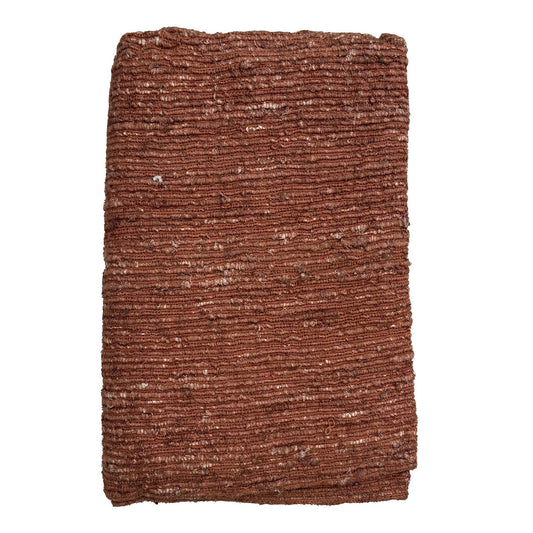 Rust Silk and Cotton Throw 53 in Wide
