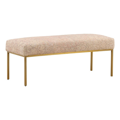 Artisan Cotton Fabric and Steel Frame Bench