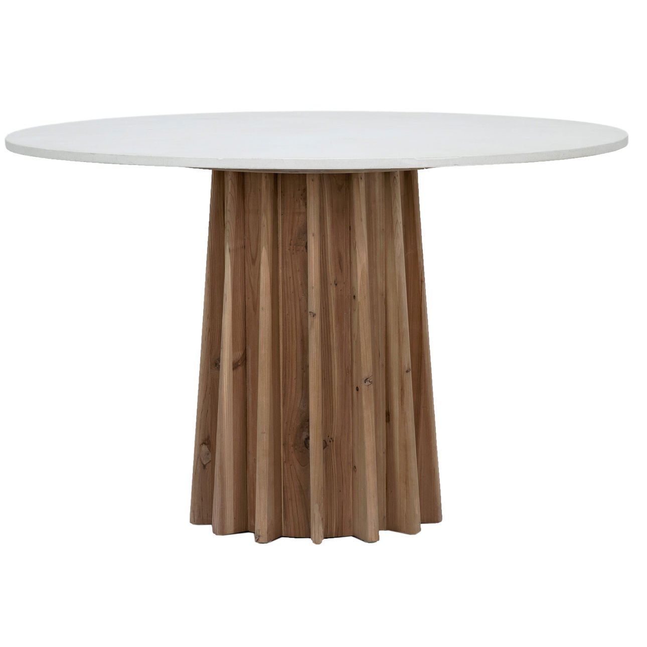 White Concrete Top and Natural Brushed Pine Wood Finish Lightweight Concrete Plaster Top and Reclaimed Pine Wood Base Table 47 in Wide